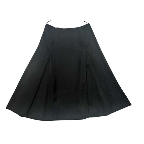 PRADA Black Wool A-Line Double Pleated Midi Skirt IT 46 Made in Italy - Picture 7 of 16